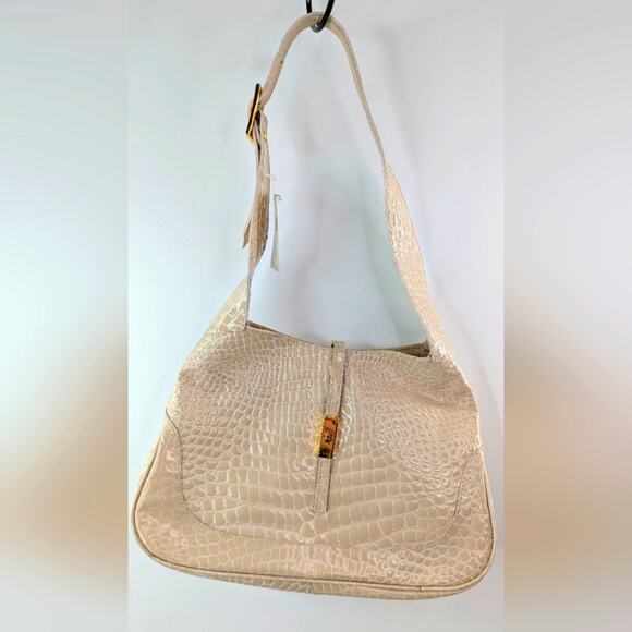 Delmar Patent Leather Italian Cream Shoulder Bag NWT | 25129 - Picture 1 of 10